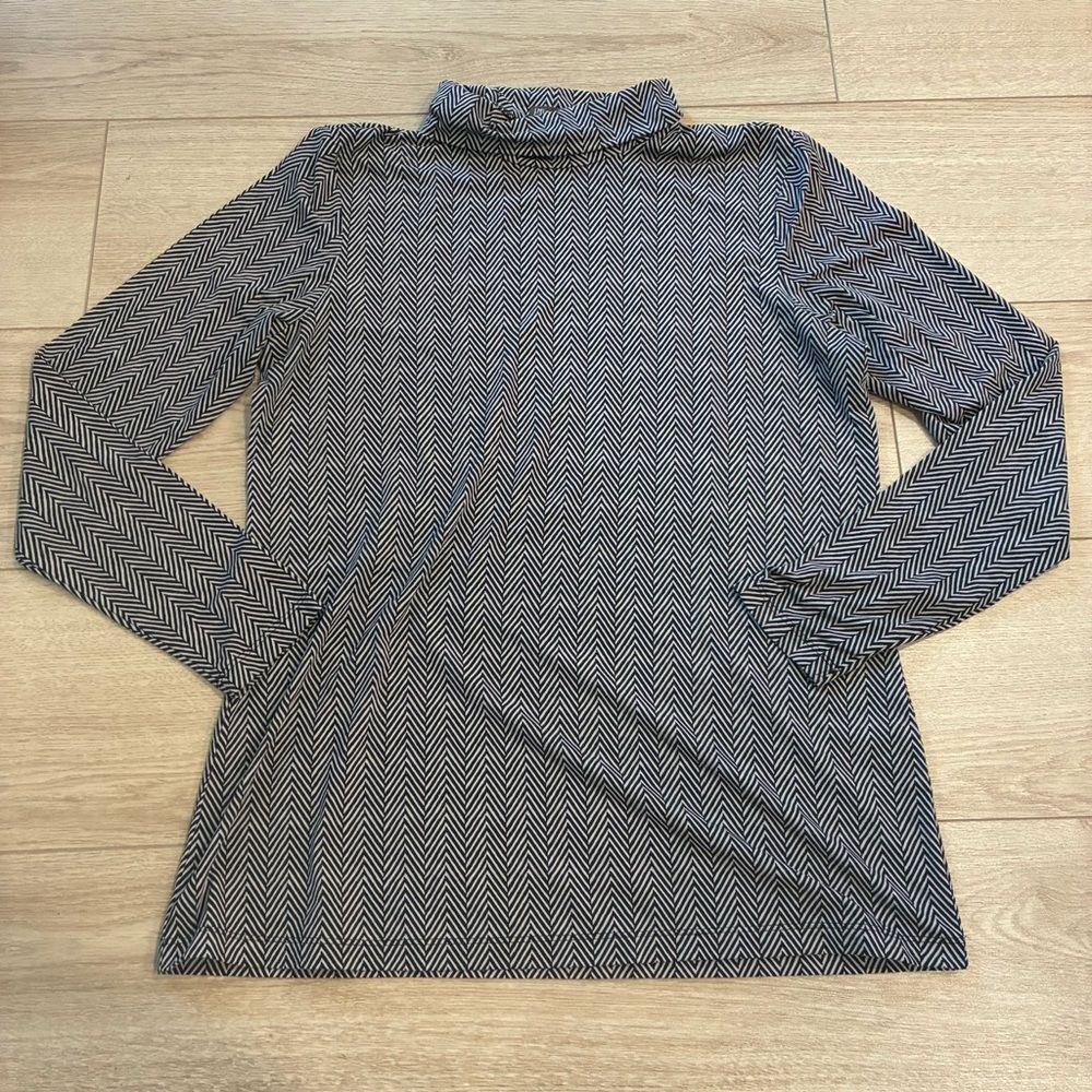J. McLaughlin Women’s Nora Turtleneck Top Chevron Brown Lyford Jersey Size M